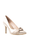 Emis Leather Knot Pointed Court Shoes, Champagne