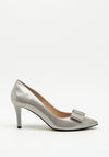 Emis Shimmer Bow Pointed Toe Court Shoe, Silver
