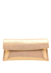 Emis Leather Shimmer Envelope Clutch Bag, Gold