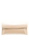 Emis Leather Envelope Clutch Bag, Beige