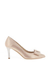 Emis Leather Shimmer Bow Court Shoes, Blush