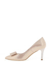Emis Leather Shimmer Bow Court Shoes, Blush