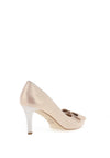 Emis Leather Shimmer Bow Court Shoes, Blush