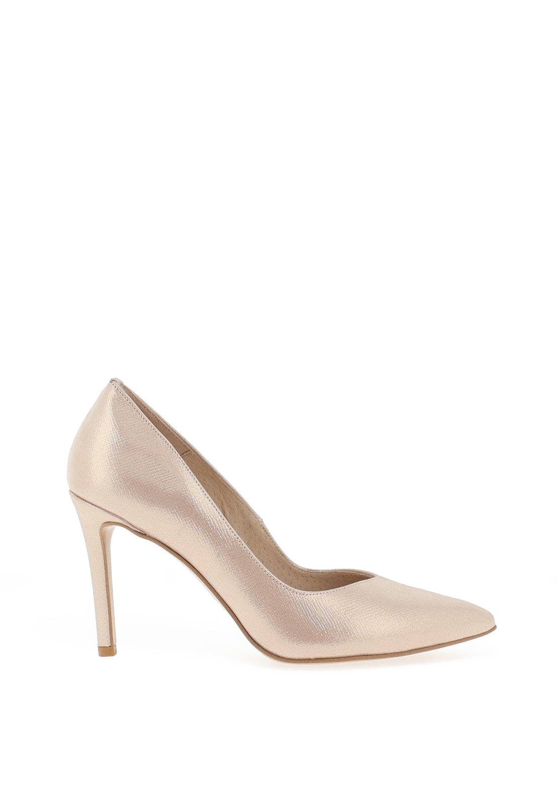 Emis Leather V Cut Court Shoes, Blush