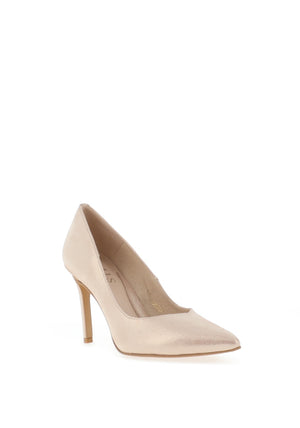 Emis Leather V Cut Court Shoes, Blush