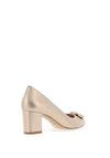 Emis Leather Metallic Block Heel Shoes, Champagne