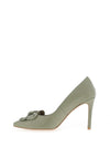 Emis Leather Knot Bow Court Shoes, Green