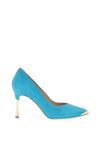 Emis Suede Gold Trim Court Shoes, Turquoise