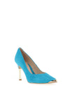 Emis Suede Gold Trim Court Shoes, Turquoise