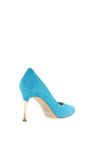 Emis Suede Gold Trim Court Shoes, Turquoise