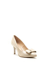 Emis Leather Shimmer Bow Court Shoes, Gold