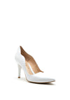 Emis Shimmer Leather Scallop Edge High Heel, White
