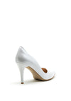 Emis Shimmer Leather Scallop Edge High Heel, White