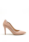 Emis Leather Contrast Trim Court Shoes, Pink