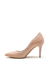 Emis Leather Contrast Trim Court Shoes, Pink