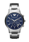 Emporio Armani Stainless Steel Watch, Silver & Blue