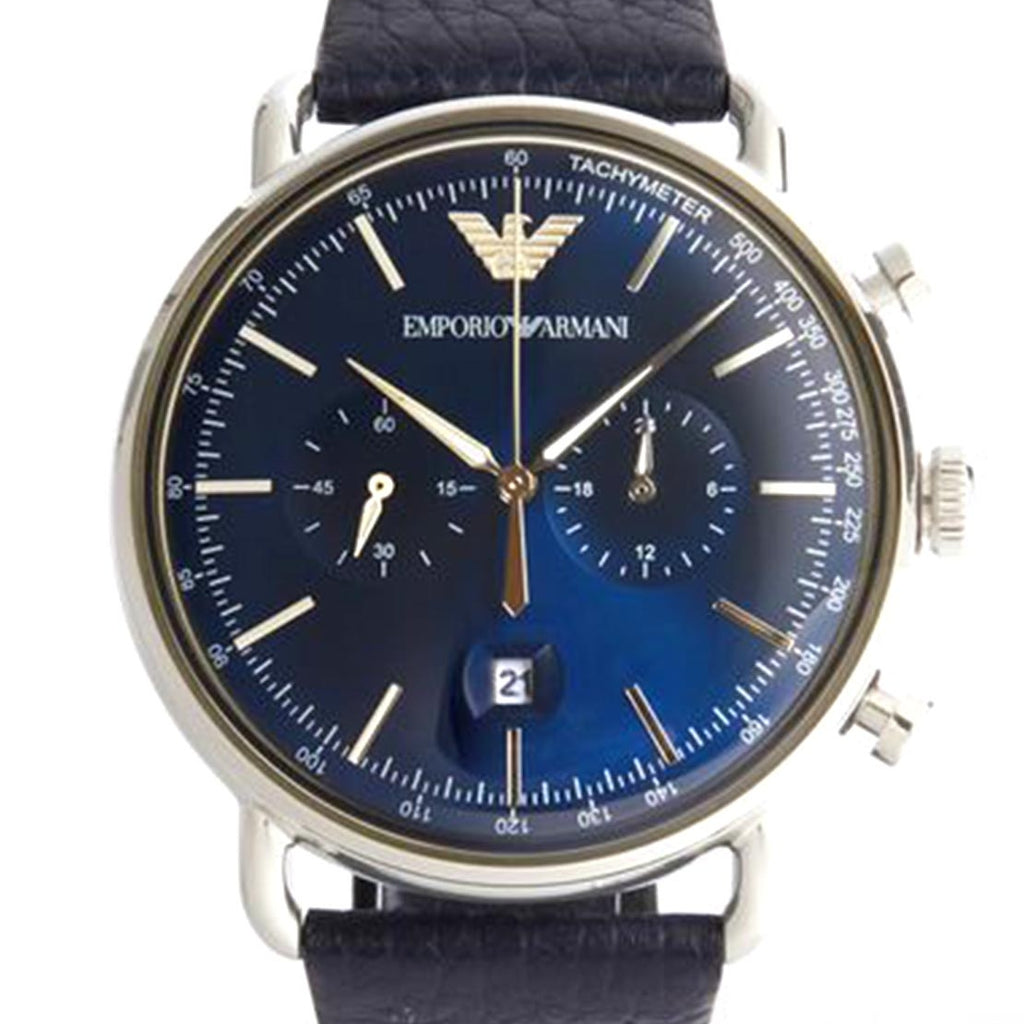 Stainless Steel Armani Ar 11105 Leather Strap Armani Watch Ar11105 Emporio Armani AR11105 Blue