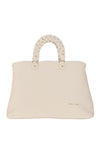 Zen Collection Large Woven Detail Satchel Bag, Cream