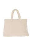 Zen Collection Large Woven Detail Satchel Bag, Cream