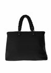 Zen Collection Large Woven Detail Satchel Bag, Black