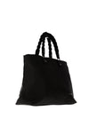 Zen Collection Large Woven Detail Satchel Bag, Black
