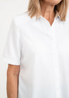 ERFO Short Sleeve Embroidered Placket Blouse, White