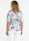 ERFO Tropical Flower Print Blouse, Turquoise Multi