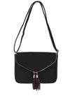 Zen Collection Faux Pebbled Leather Envelope Shoulder Bag, Black