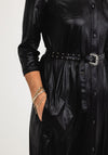 Eva Kayan Leather Look Midi Shirt Dress, Black
