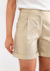 Eva Kayan Metallic Shimmer High Waist Shorts, Gold