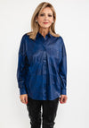 Eva Kayan Leather Look Shirt, Blue