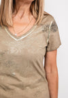 Eva Kayan Metallic Floral T-Shirt, Taupe