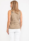 Eva Kayan Metallic Floral Vest Top, Taupe