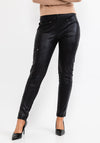 Eva Kayan Leather Look Trousers, Black