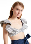 Exquise Striped Cropped Bustier Top, Cream