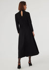 Exquise Funnel Neck Ruched Maxi Dress, Black