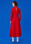 Exquise Funnel Neck Ruched Maxi Dress, Red