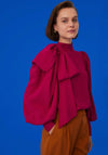 Exquise Oversize Bow & Sleeves Top, Fuchsia
