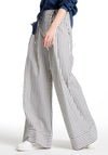Exquise Striped Cotton Wide Leg Trousers, Cream