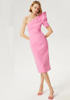 Exquise Puff One Shoulder Midi Dress, Pink