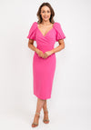 Exquise Puff Sleeve Midi Dress, Pink