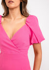 Exquise Puff Sleeve Midi Dress, Pink