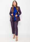 Exquise Tartan Double Breasted Blazer, Blue & Tan Multi