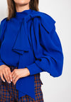 Exquise Oversize Bow & Sleeves Top, Royal Blue