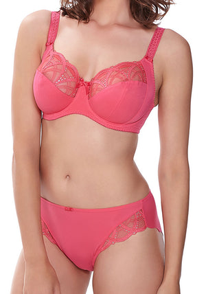 Fantasie Alex Lace Trim Underwired Bra, Pomegranate