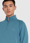 Farah Jim Organic Quarter Zip Jumper, Saxe