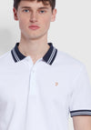 Farah Stanton Polo Shirt, White & Navy