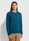 Farah Tim Crew Neck Sweatshirt, Oil Blue