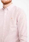 Farah Brewer Striped Slim Fit Organic Shirt, Torch Orange