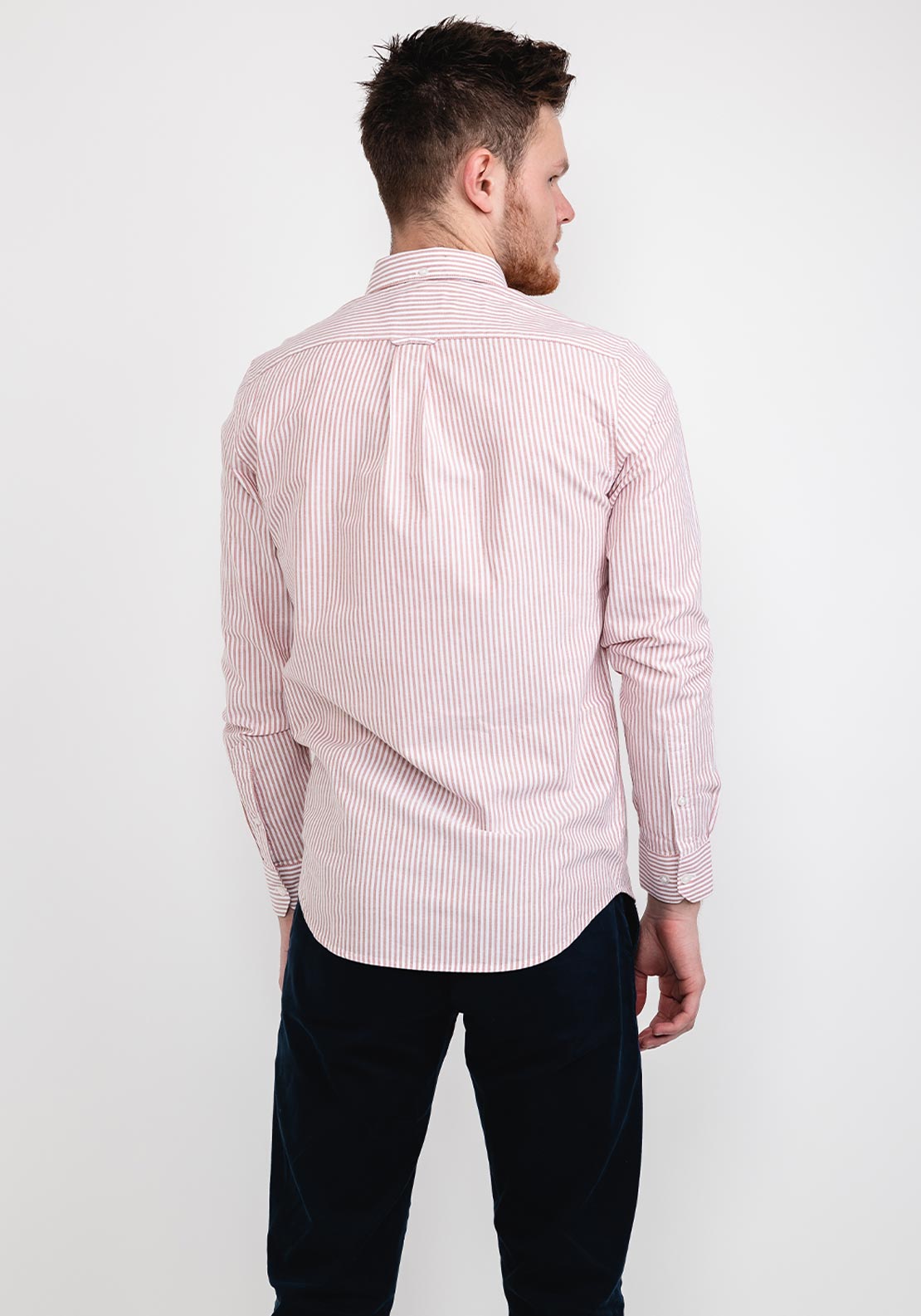 Farah Brewer Striped Slim Fit Organic Shirt, Torch Orange